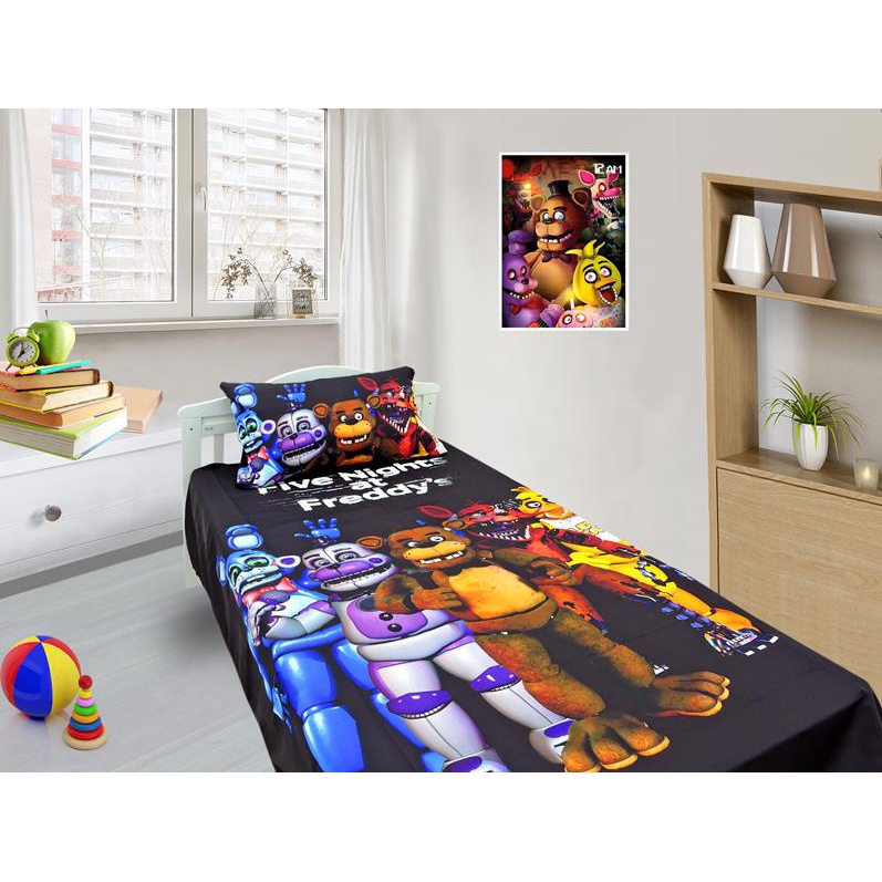 Jogo De Lençol E Fronha Five Nigth Kit 2pçs, Cobreleito