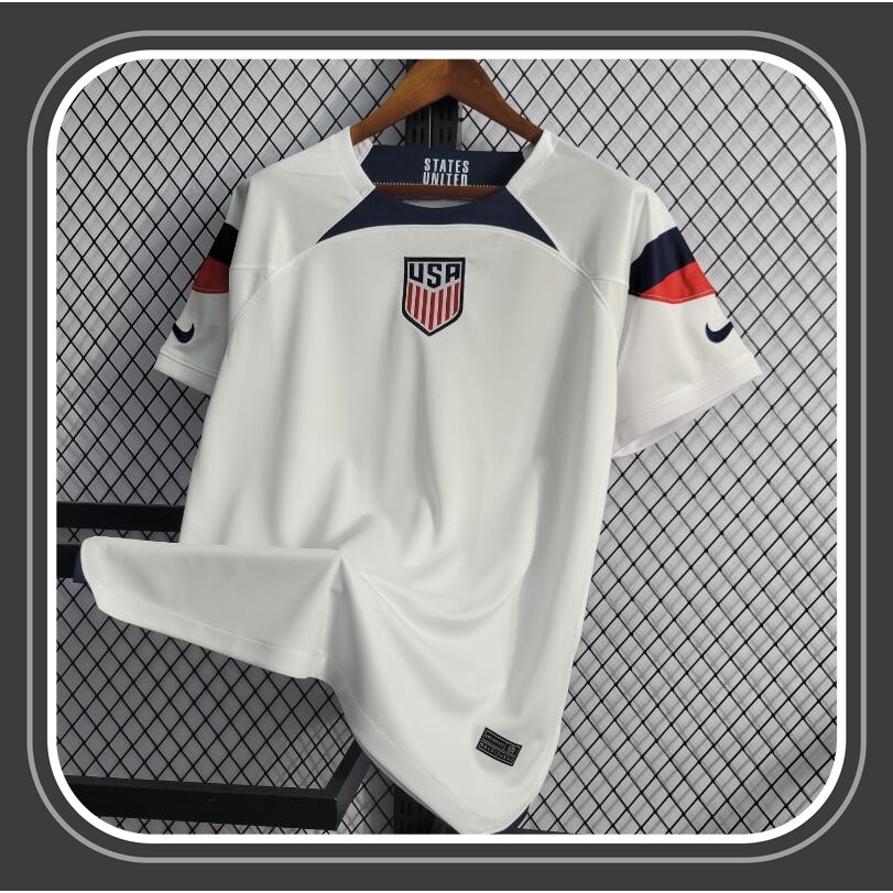 2022 World Cup USA Team Shirt Home Branco Personalizado Uniforme de Futebol Masculino Roupa de Treinamento Treinamento Esportivo Futebol T-shirt