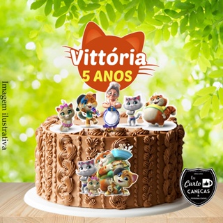 TOPO DE BOLO 44 GATOS 44 CAT (LEIA A DESCRIÇÃO) em Oferta na Shopee