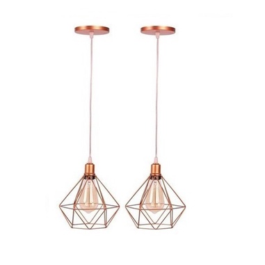 kit 2 Pendente Aramado Diamante Rose GOLD Cabo Cristal em Oferta na Shopee