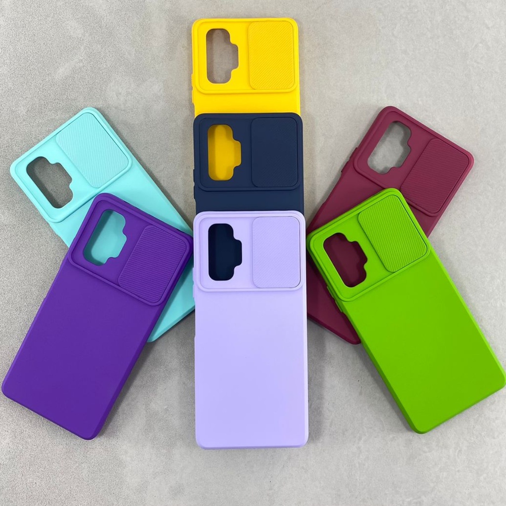 Capa Xiaomi Redmi Note 10 Pro / 10 Pro Max Slide Cam Protege Esconde Câmera Silicone Aveludada Colorida Case Capinha Anti Impacto