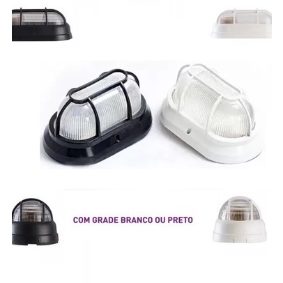 Luminária Tartaruga Arandela 1XE27 com Grade Preta e Branco Promoção Lampada não inclusão externa ou interna