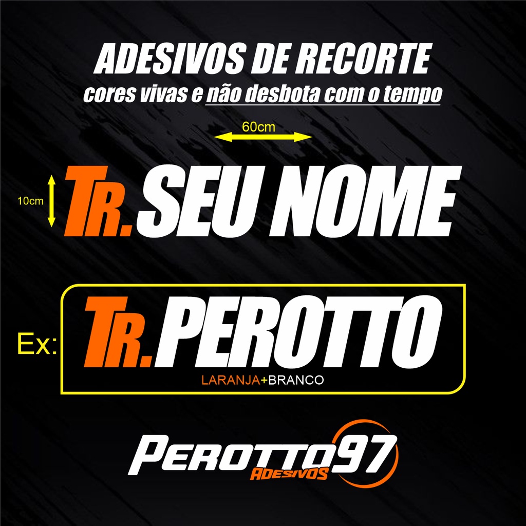 Adesivo letreiro personalizado 60X10 TR com seu sobrenome, nome da transportadora de caminhão qualificado em Oferta na Shopee