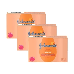 Kit com 3 Sabonetes Barra Johnson's Glicerinado 80g