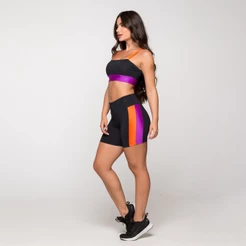 Conjunto Fitness Feminino Academia Poliamida Top E Short Paris Preto