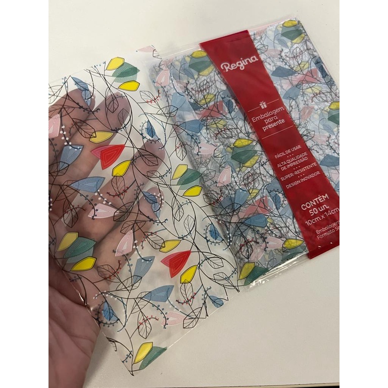 Saco Presente Perolado 10x14 cm FOLHAS COLORS 50 Un Regina Festas - Inspire sua Festa Loja