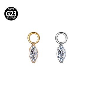 Pingente Para Piercing Titânio Losango Zircônia Cravejada