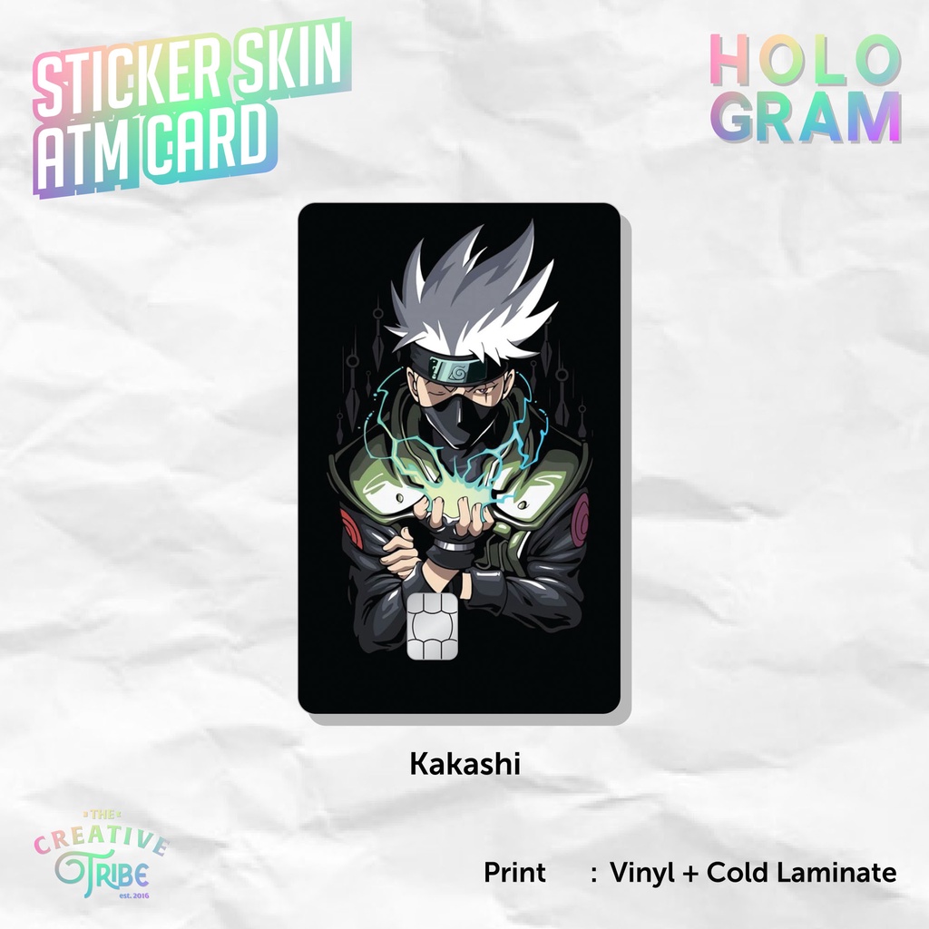 Kakashi Hatake-Adesivo De Cartão De Pele Holograma Vinil ATM Etoll Naruto