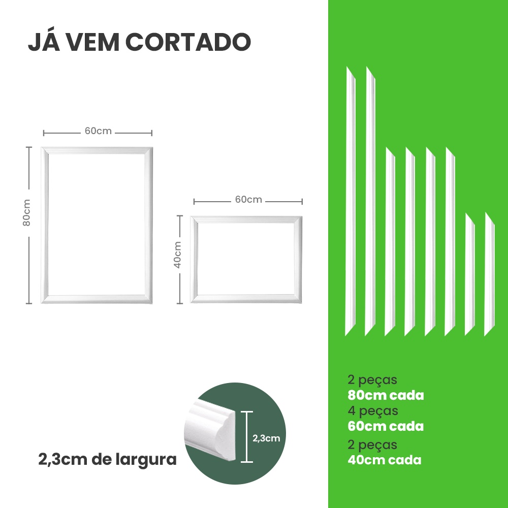 Rodameio Boiserie Adesivo Kit Cortado P/ Porta 60x80 E 60x40 em Oferta na Shopee