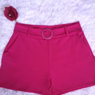 Short Feminino de Malha Crepe - PLUS SIZE- Cintura Alta - LISOS