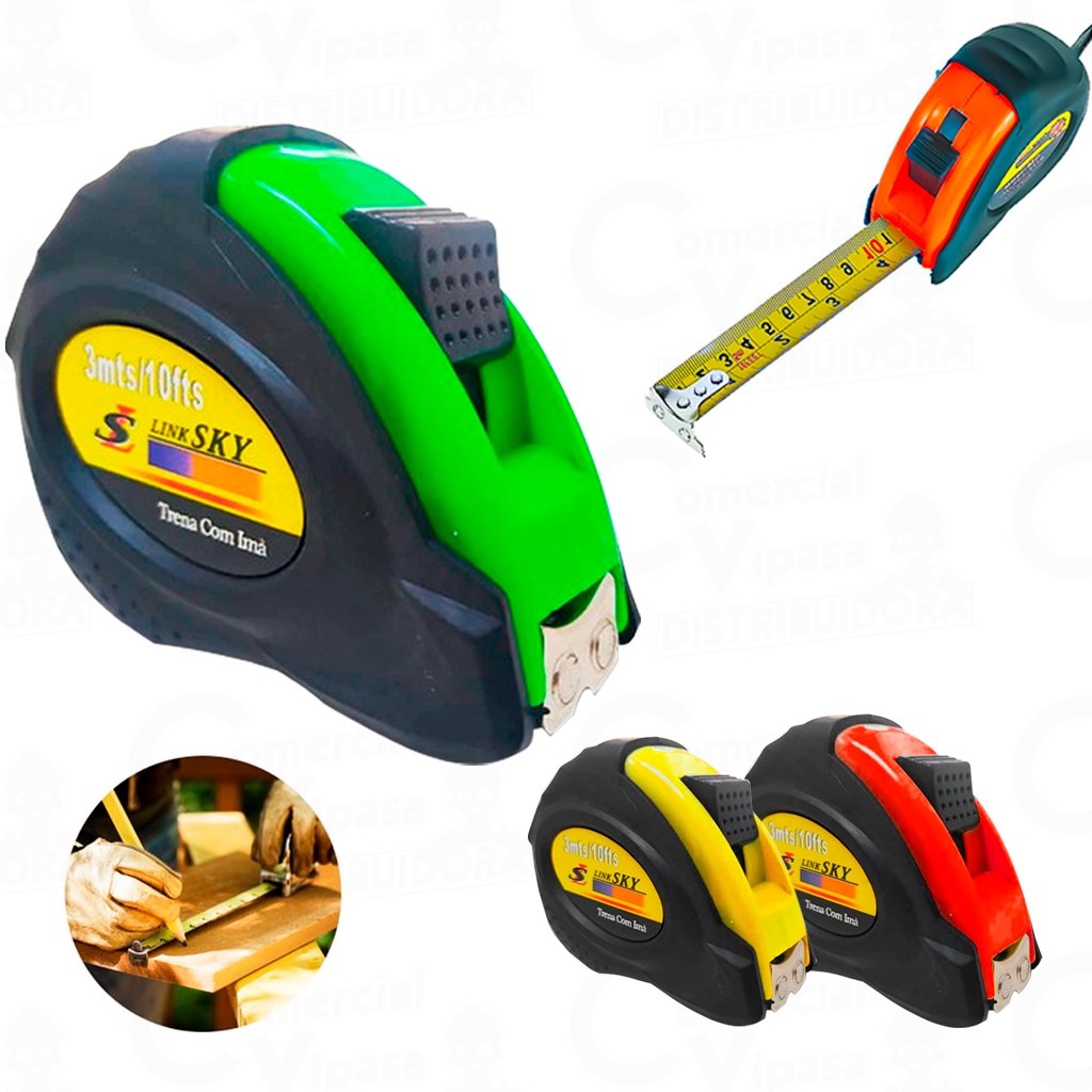 Trena De Bolso Emborrachada Com Imã Vários Tamanhos Profissional Pedreiro Carpinteiro Marceneiro em Oferta na Shopee