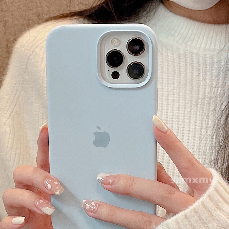 Novo Céu Azul Líquido Silicone Caso IPhone 16 15 14 12 13 11 Pro Max X XS XR Macio À Prova De Choque Embalagem 8 14Plus - detalhe