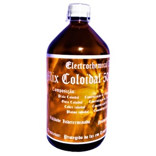 MIX MINERAL COLOIDAL - PRATA COLOIDAL+OURO COLOIDAL+ COBRE COLOIDAL+ PLATINA COLOIDAL 500ML VIDRO AMBAR FARMACEUTICO