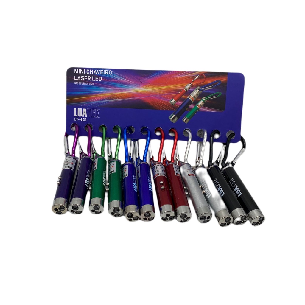 Kit 12 Mini Chaveiro Lanterna Laser Luz Branca 3 Em 1 em Oferta na Shopee