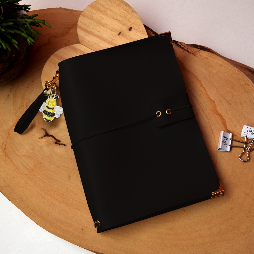 Caderno Estilo Midori A5 travelling Travelers couro sintético com 4 cadernos bullet journal Artesanal Beecase