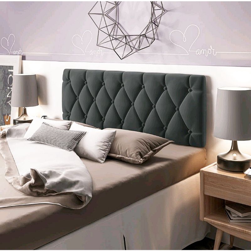 Cabeceira Almofadada Suspensa de Cama Queen Barcelona 160cm X 55cm Várias Cores