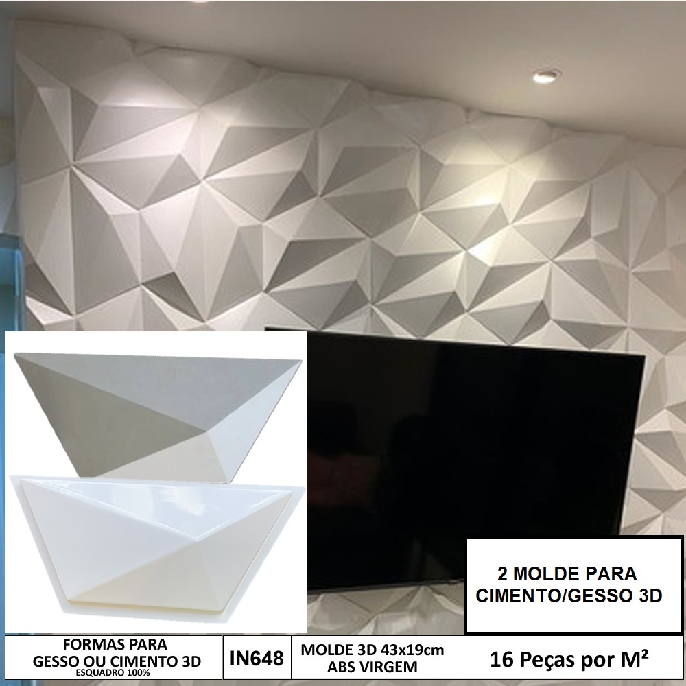 2 Forma 3d Trapezio 43x19cm ABS 2mm Molde Para cimento/contreto/gesso 3d IN648