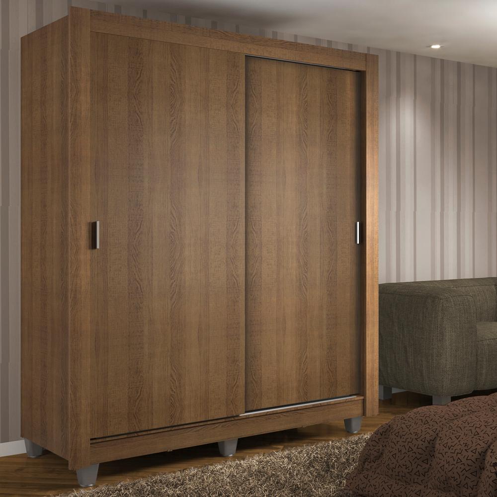Guarda-Roupa Solteiro Madesa Dallas 2 Portas de Correr 2 Gavetas com Pés - Rustic - Home & Living