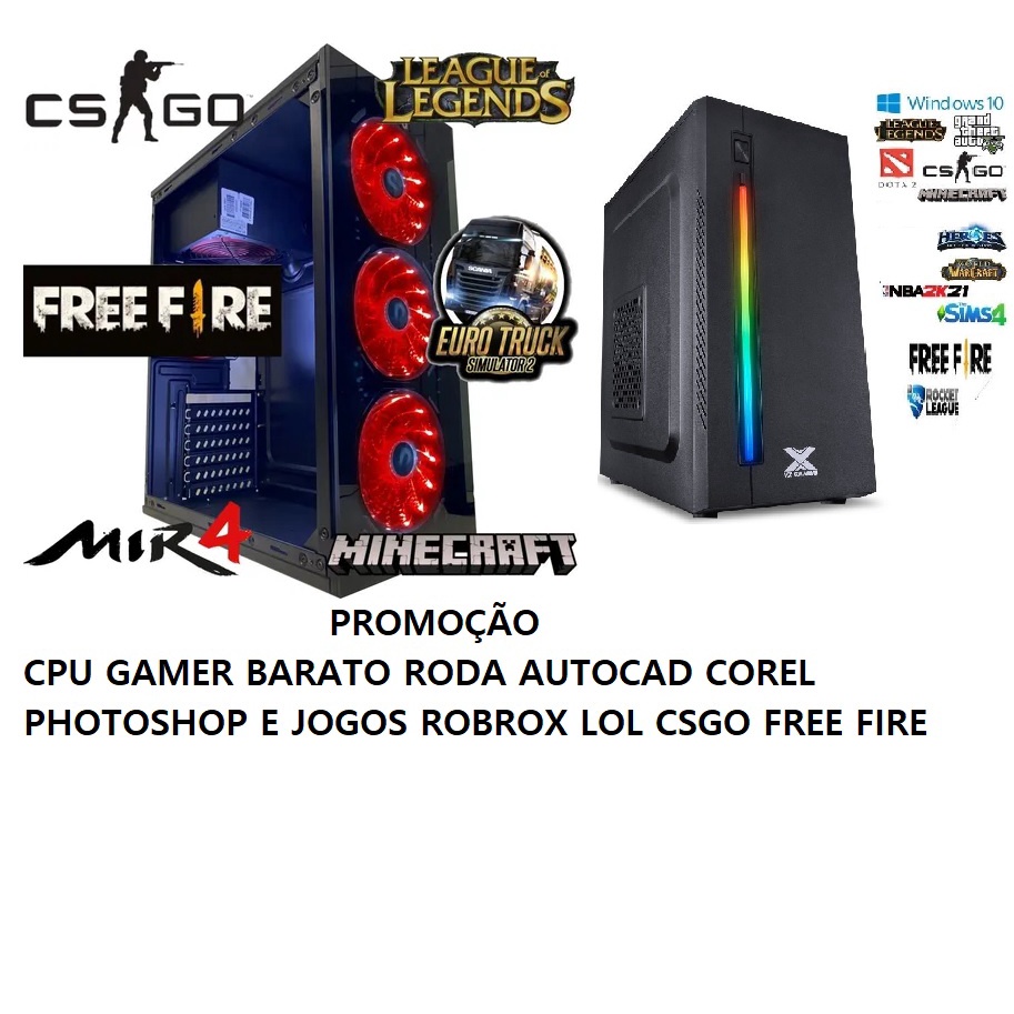 cpu pc gamer i3 barato ssd128g+hd500gb+wifi roda autocad corel  jogos lol cs gta mine roblox