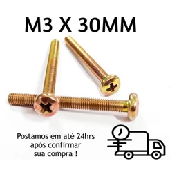50 Peças Parafuso Máquina Cabeça Panela Phillips M3 x 30mm