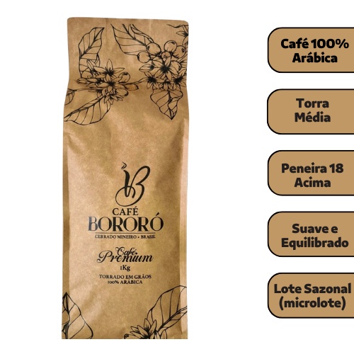 Café Em Grãos Torrado Arábica Gourmet Premium 1kg Café Bororó