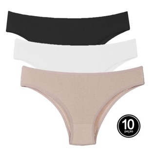 Kit Calcinhas Tanga Com 10 Peças de Algodão Sortida