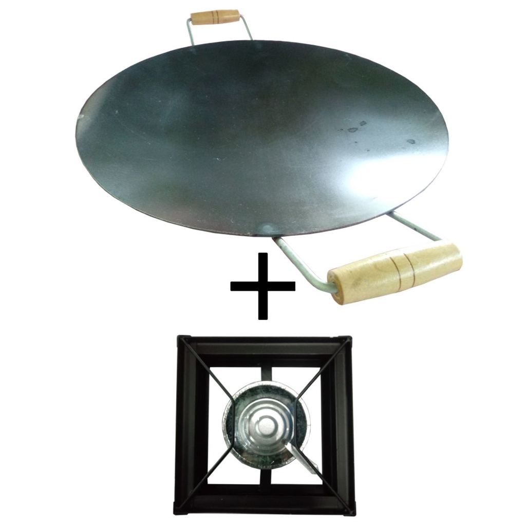 Kit Chapa Tipo Disco de Arado Redonda 37cm + Fogareiro A Álcool