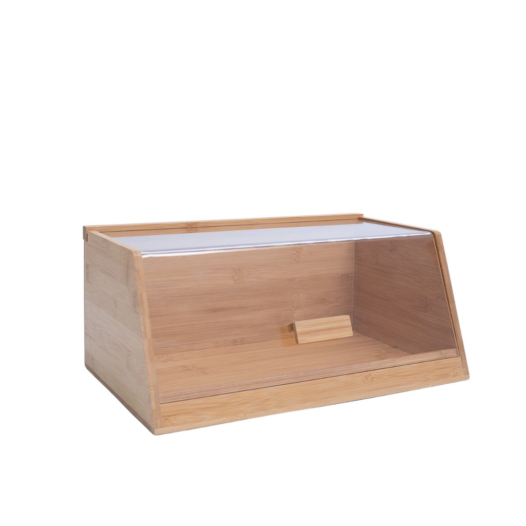 Porta pão de bambu com tampa transparente 35cm - Oikos