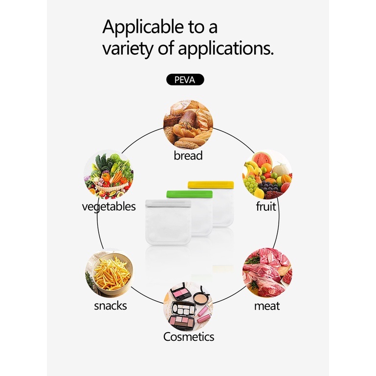 Reutilizável saco de comida peva freezer stand up saco de armazenamento de alimentos saco de silicone