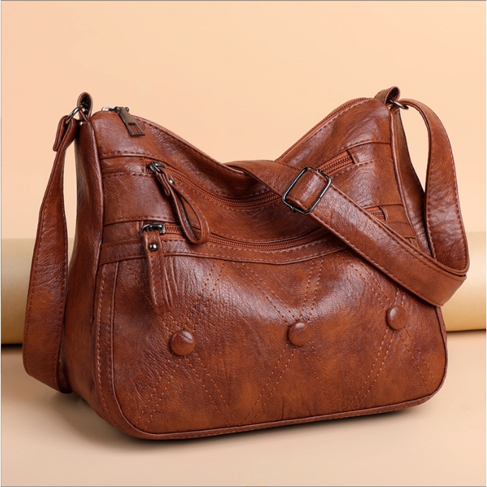 Crazy Bag capacity women's bags, PU soft leather texture diagonal bags, shoulder bags, simple and fashionable mother bag