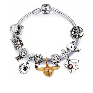 Pulseira P Bracelete De Prata 925 Com Pingente Charme Harry Potter Angel Com Encantos Corrente 19cm Saco De Veludo