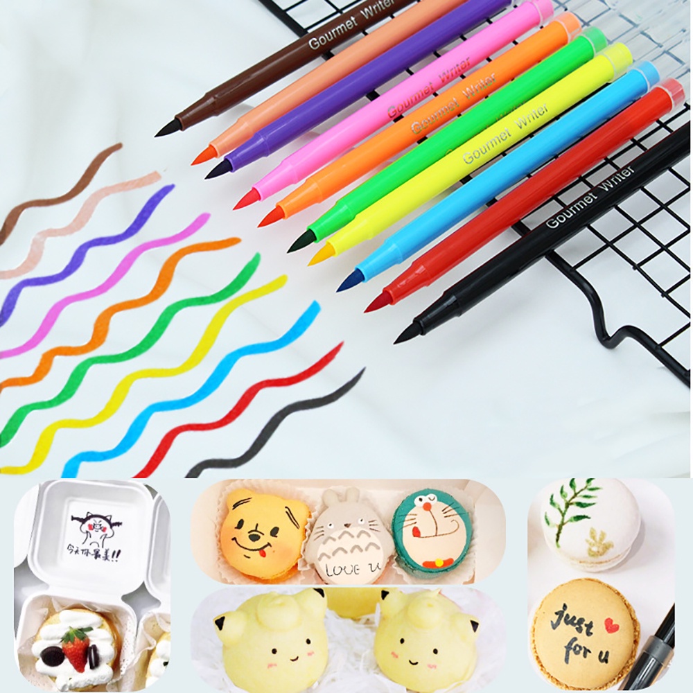 10 Cores Biscoitos De Desenho Decoração De Bolo Bricolage Ferramenta Comestível Caneta De Pigmento Cor em Oferta na Shopee