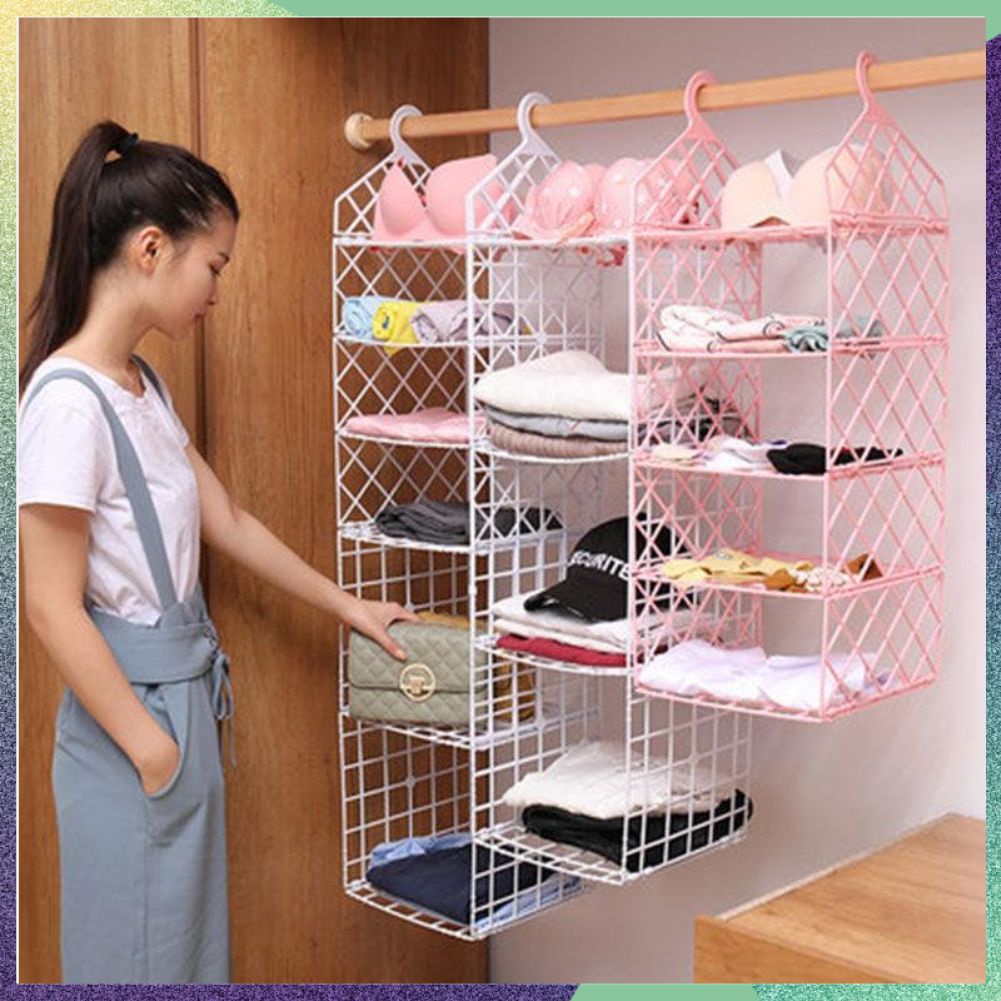 Prateleira De Armazenamento Dobrável Rack Multi-Camadas Armário De Pendurar Roupas De Acabamento Prateleiras Organizador De Banheiro