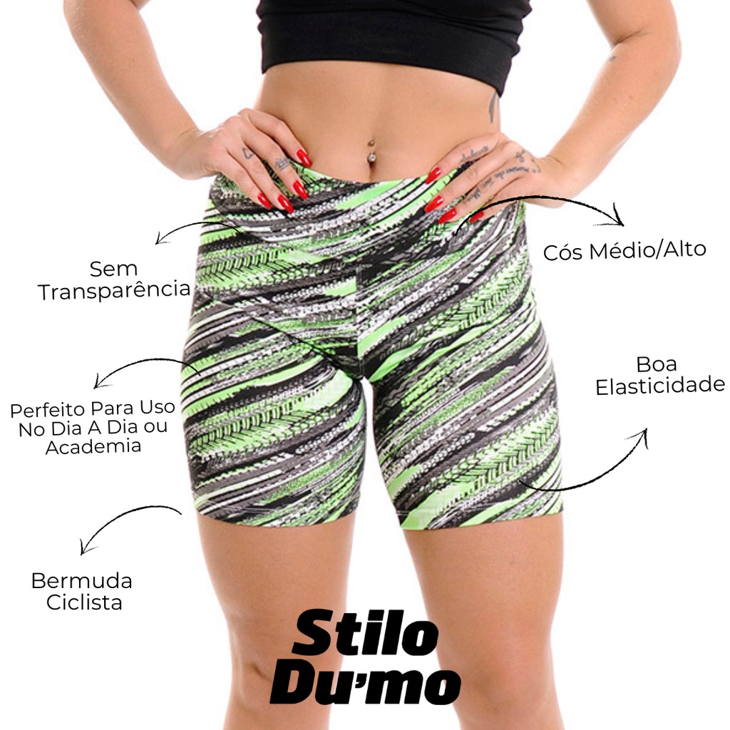 Kit C/ 4 Bermudas Sortidas Feminina Shorts Legging Academia Suplex Estampado Feminino Bermuda Ciclismo