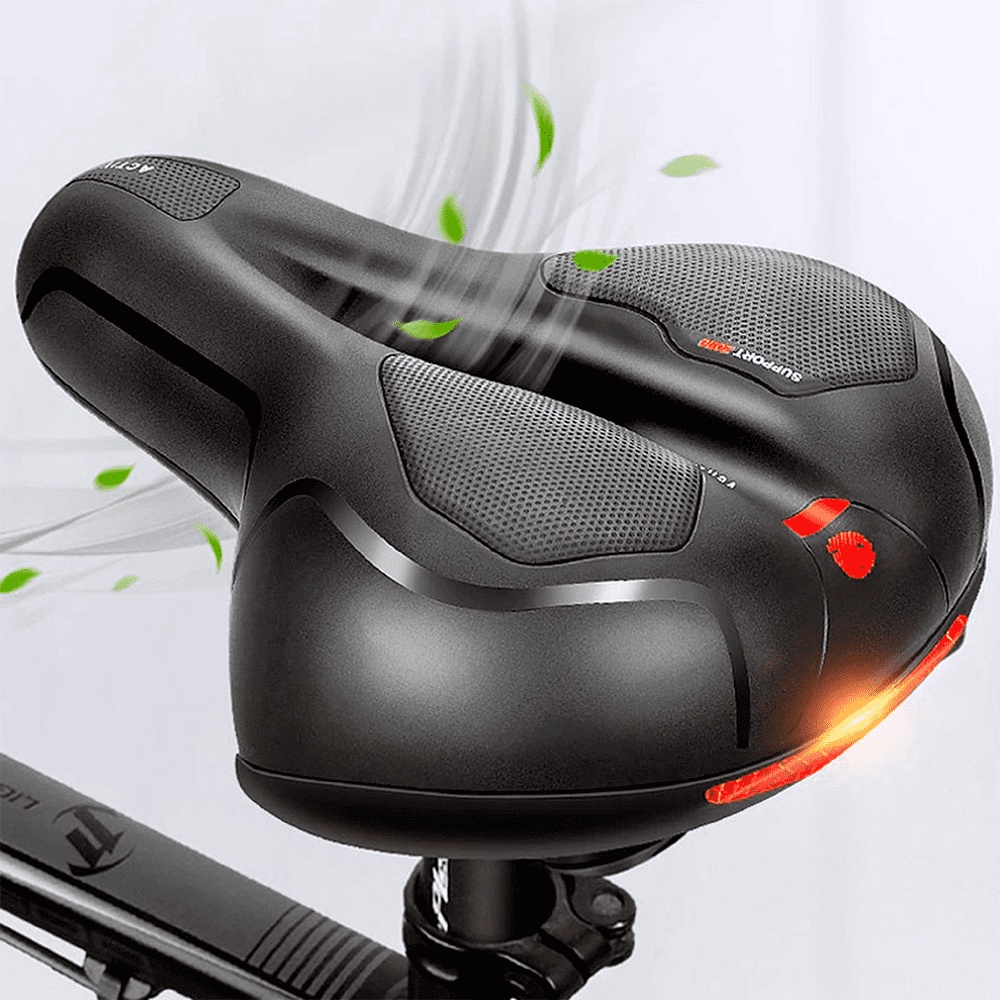Banco Super Confortável Selim Largo Bicicleta Bike Vazado com Sinalizador Traseiro Mtb Speed
