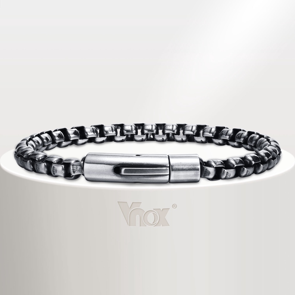 Marca Vnox 6mm Pulseira De Corrente Para Homens 6mm , Básica Punk De Aço Inoxidável , Joias Casuais Masculinas em Oferta na Shopee