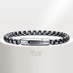 Marca Vnox 6mm Pulseira De Corrente Para Homens 6mm , Básica Punk De Aço Inoxidável , Joias Casuais Masculinas