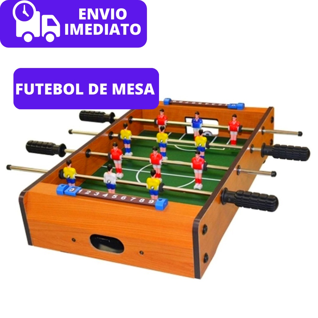 Jogo Futebol de Mesa Pebolim 12 Jogadores Portátil Com bolas Brinquedo