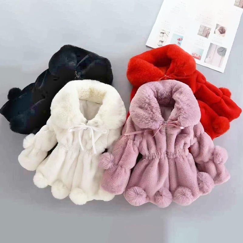 Crianças Outono Inverno Moda Espessurada Casaco de Algodão Quente Casaco Peludo Bonito das Meninas 2-8 Anos