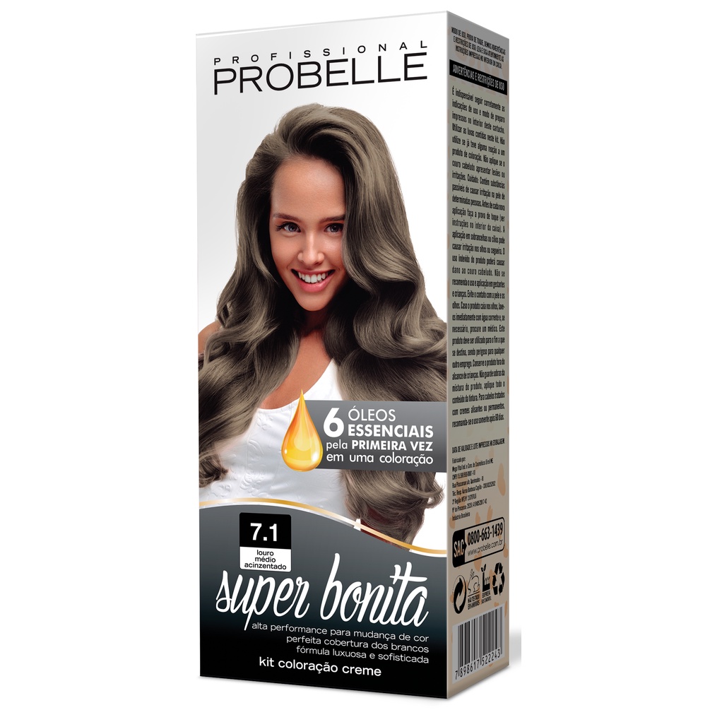 Coloração Super Bonita 7.1 - Louro Médio Acinzentado Probelle probelle PROMOÇÃO em Oferta na Shopee