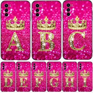 Capa Para Motorola G42 4G Traseira De Silicone Flexível Moto G42 Protetora Tpu Preta Rosa Diamante Letras Da Coroa