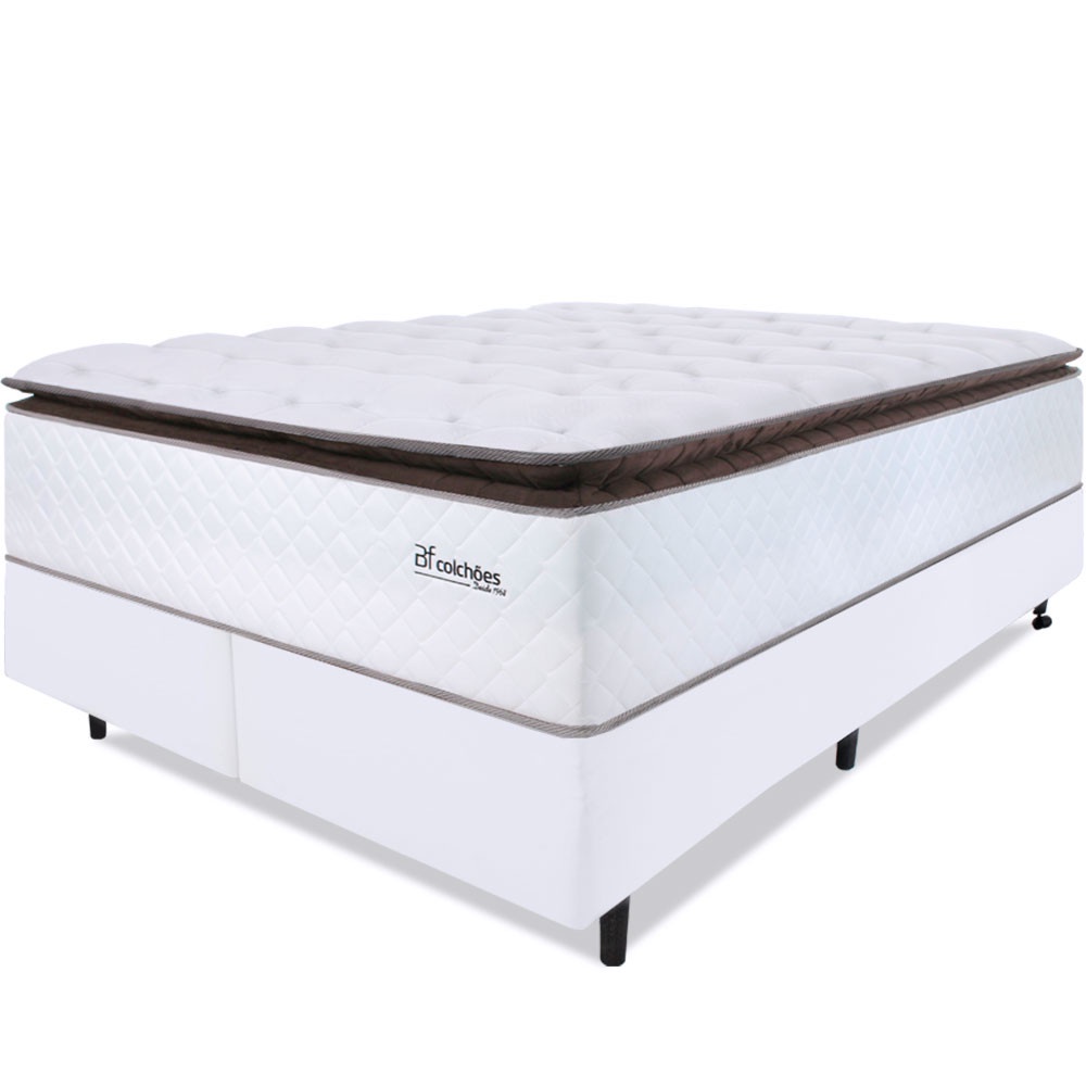 Cama Box Queen Colchão Molas Ensacadas com Pillow Top Extra Conforto 158x198x72cm Premium Sleep BF Colchões