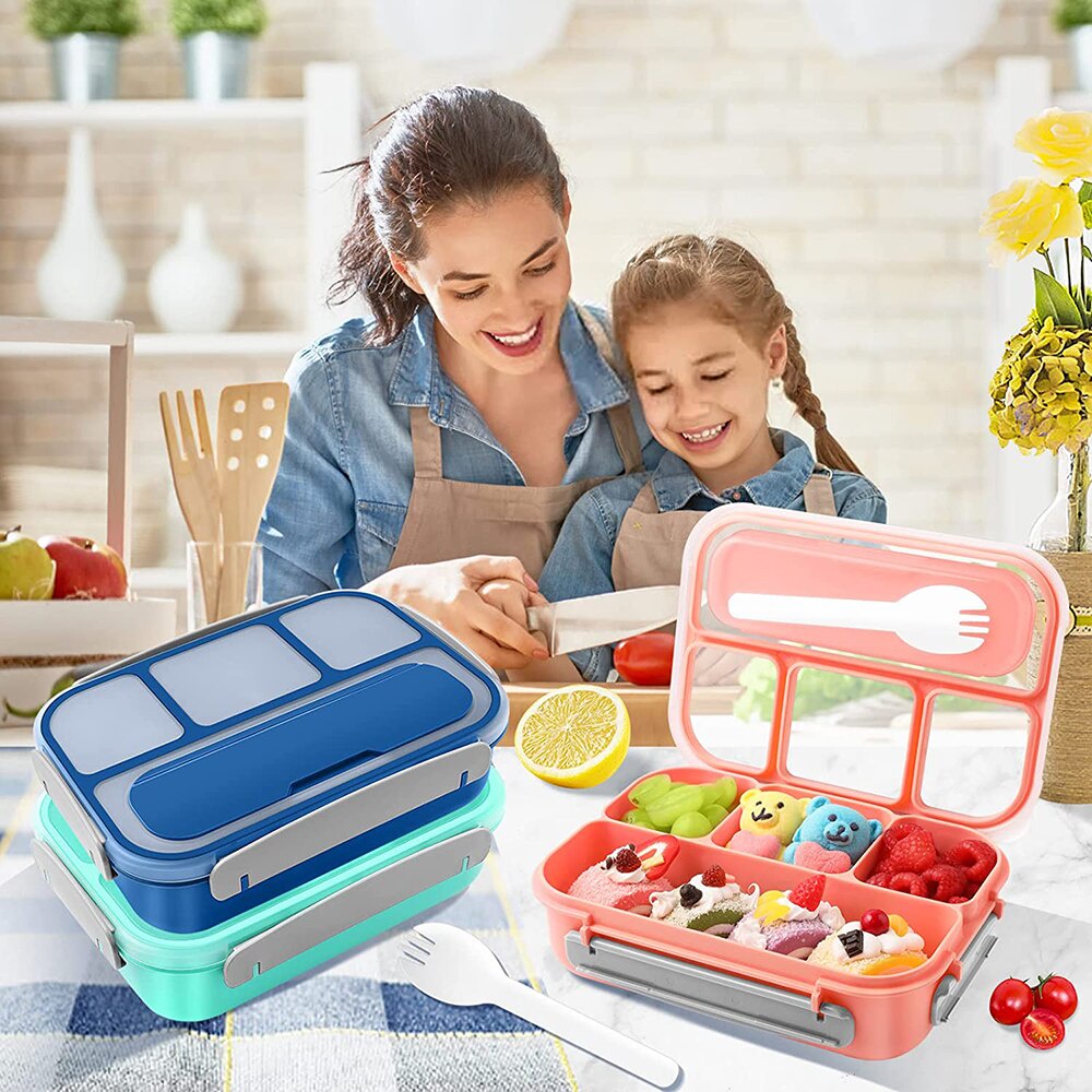 Lancheira Bento De 1300ML Com 4 Compartimentos Para Crianças E Adultos Infantil Isolamento Recipientes De Alimentos