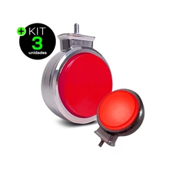 Kit 3 Lanternas Bojuda Foguinho LED Vermelha Cromada 12V 24V