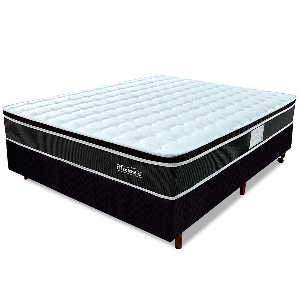 Cama Box Casal com Pillow Top Espuma Viscoelástica da Nasa e Molas Superlastic 138x188x57cm MaxSleep BF Colchões