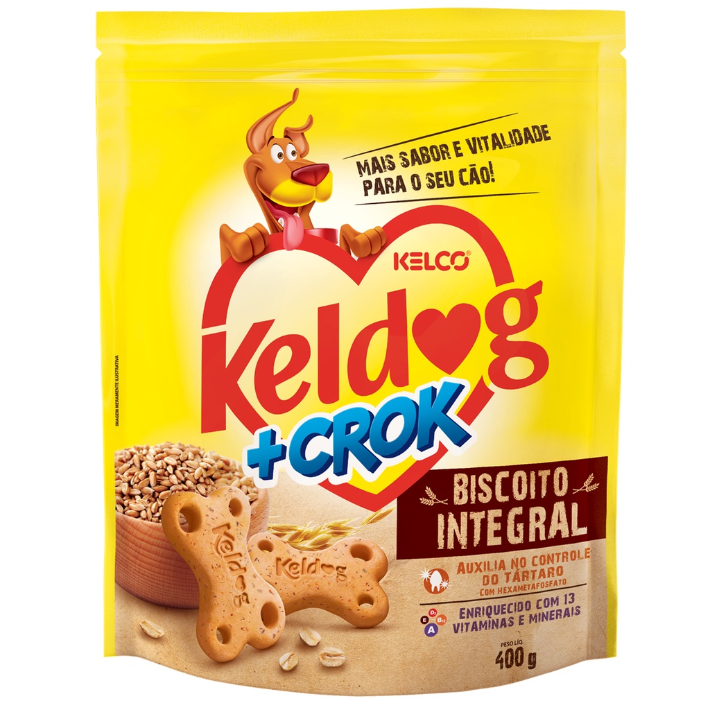 Biscoito Keldog +Crok Integral 400g em Oferta na Shopee
