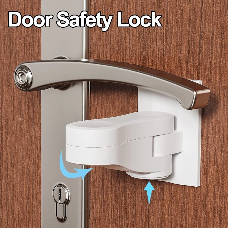 1PC Alavanca De Porta Universal Fechadura Anti-Aberto De Segurança Para Bebês Crianças Portas Animais De Estimação Dispositivo De Proteção Maçaneta ABS