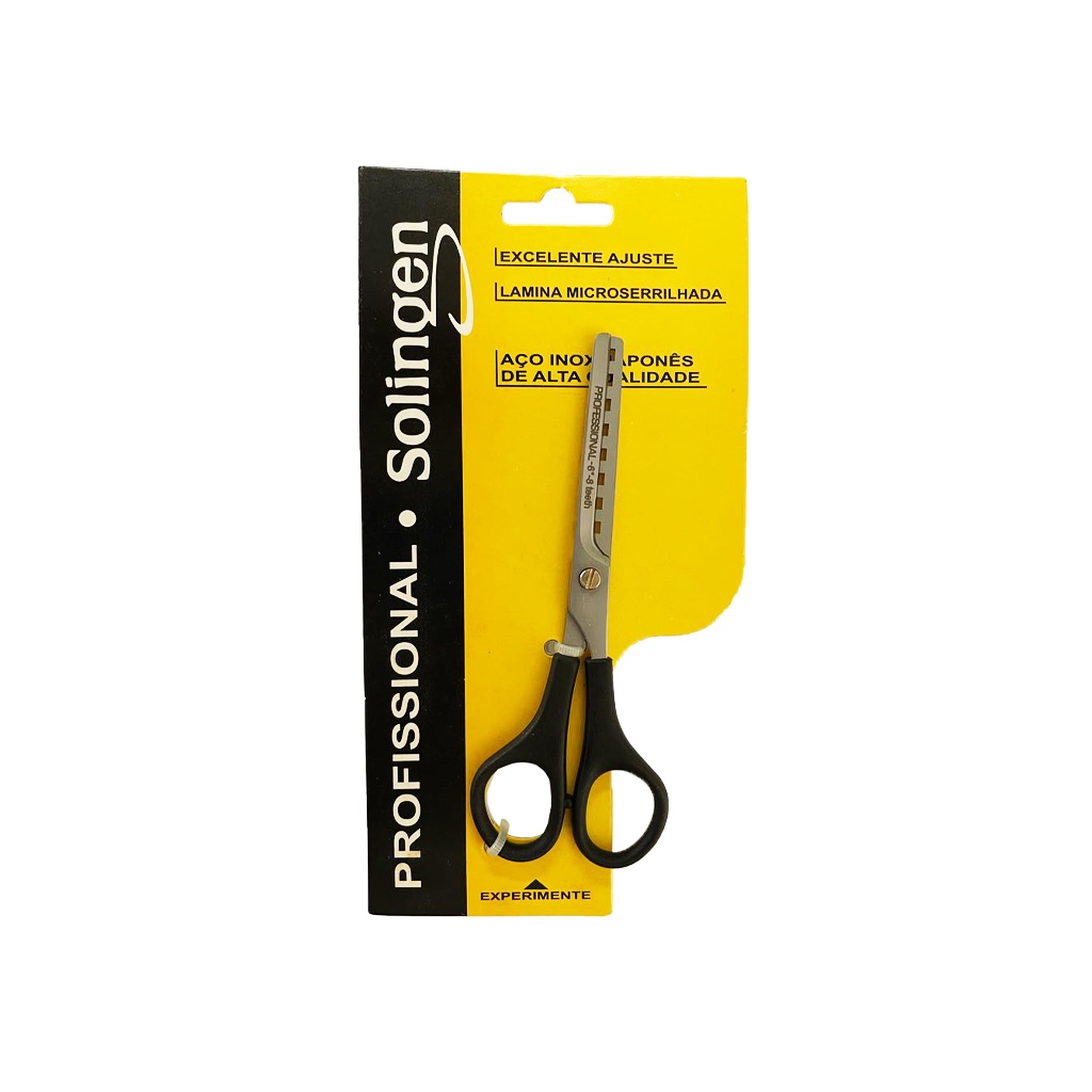 Tesoura Com Lâmina Microserrilhada 8 Dentes Solingen Profissional 6" Aço Inox Japonês