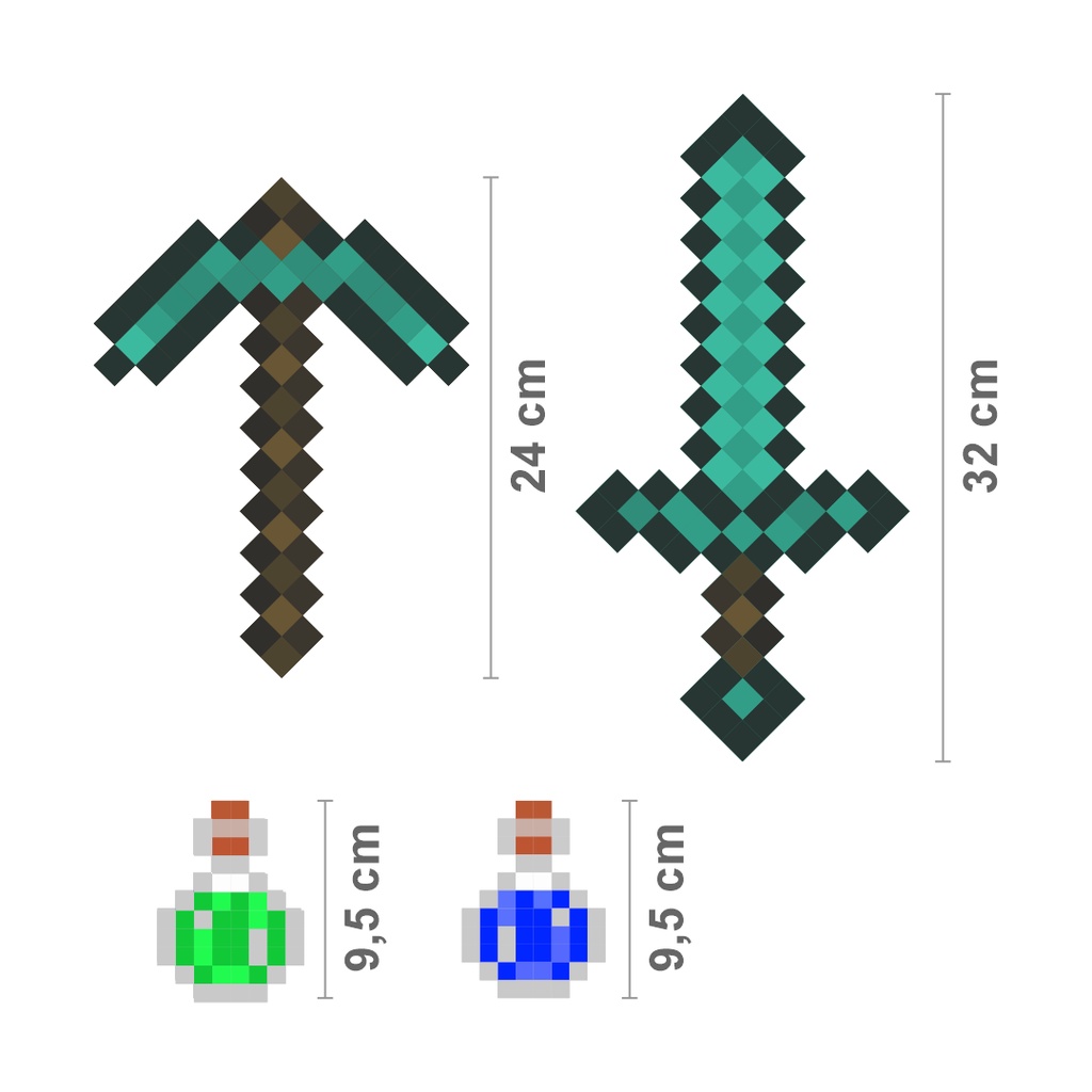 Kit Pixel Espada e Picareta Diamante Mdf 32cm — imagem 2 de 2