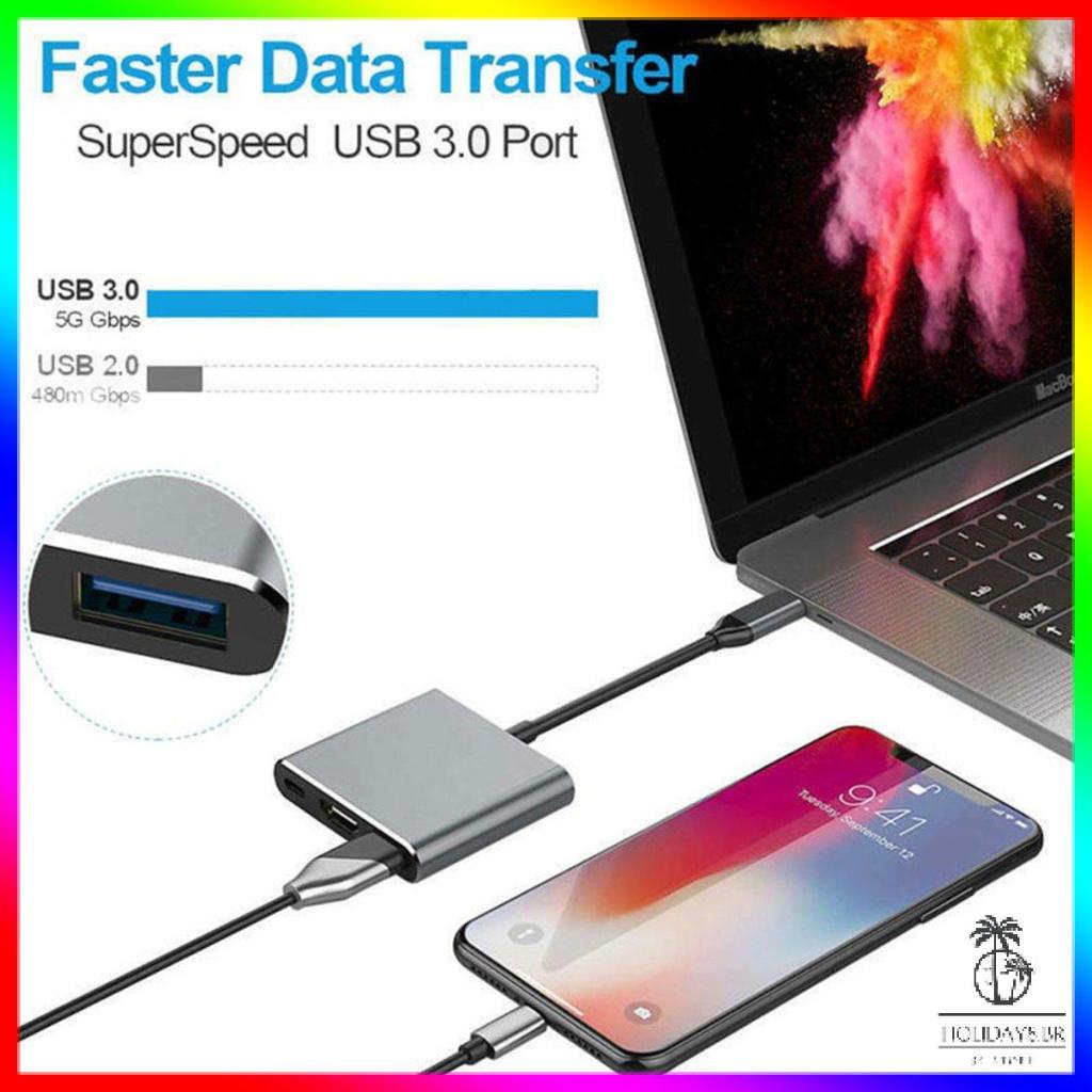 Premium type C USB 3.1 para Usb-C 4K compatível com HDMI USB 3.0 ...
